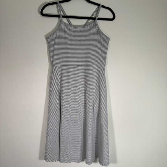 Pact Gray Striped Sleeveless Organic Cotton Dress Medium - Picture 2 of 13